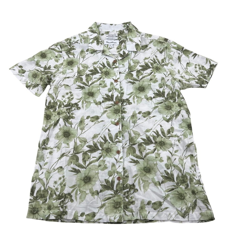 Threadbare Short Sleeve Floral Print Button Up Shirt Regular Fit Men‎ Medium